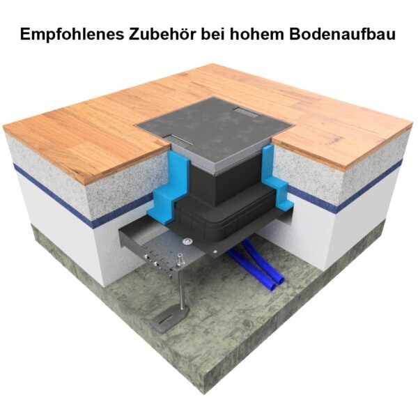 Produktbild UBD 260 252  -  Unterflur-Bodendose UBD 260 inkl. belegtem Deckel aus Chromstahl, geschliffen, mit 2 Bürstenauslässen